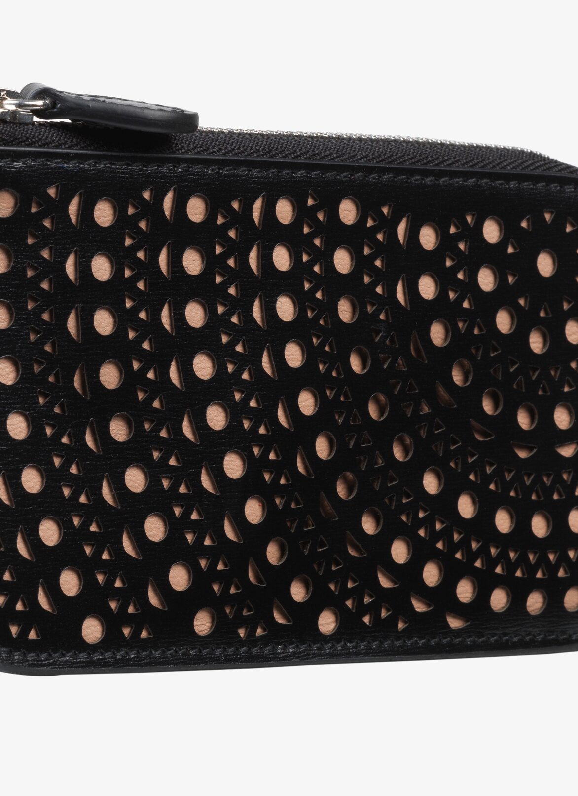 KARTENETUI MIT REISSVERSCHLUSS AUS LEDER IN AJOUR-OPTIK ALAÏA SCHWARZ/SAND KARTENETUI MIT REISSVERSCHLUSS AUS LEDER IN AJOUR-OPTIK